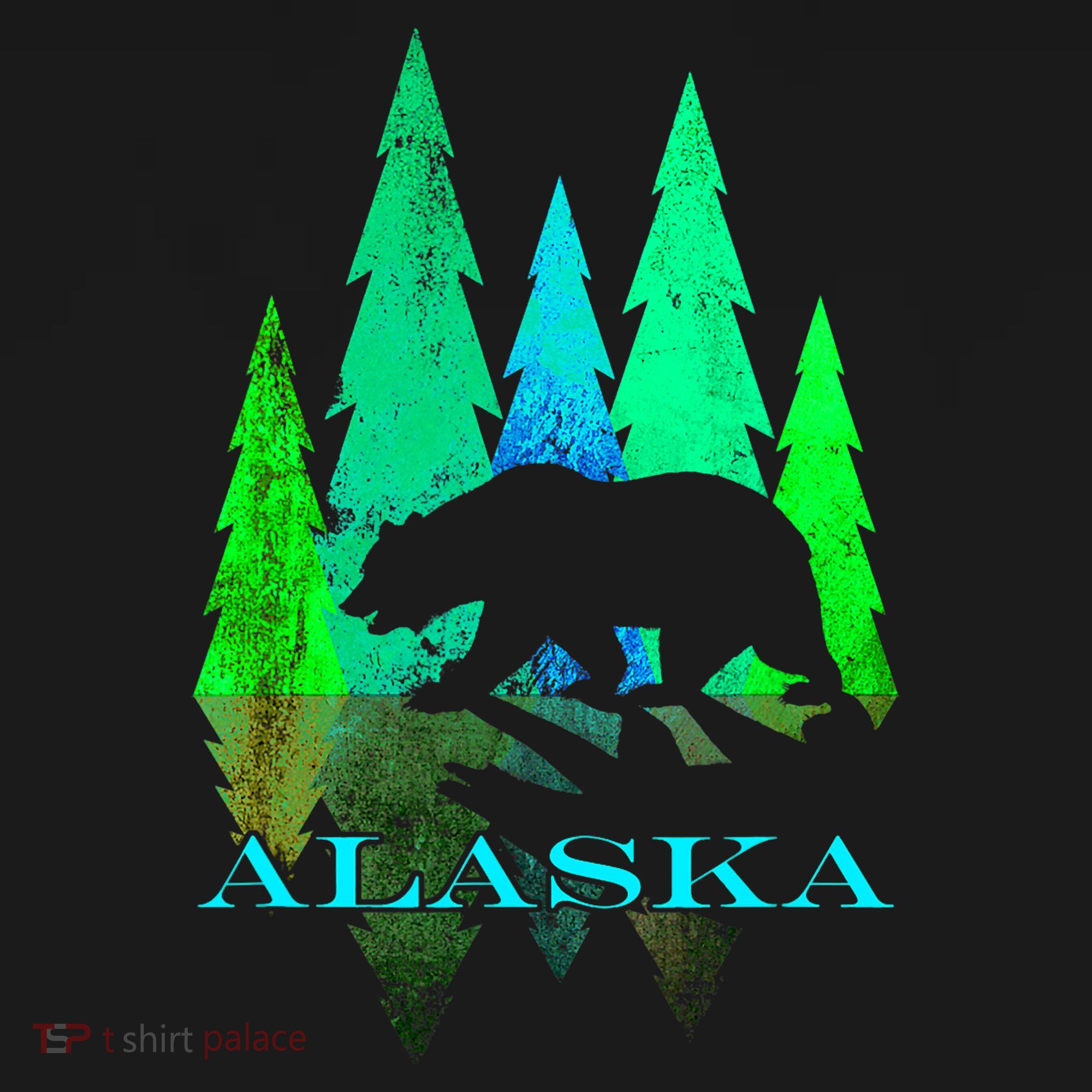 Alaska Alaskan Northern Light Trees With Bear Women's Hoodie