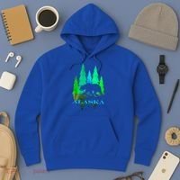 Alaska Alaskan Northern Light Trees With Bear Hoodie thumb 3