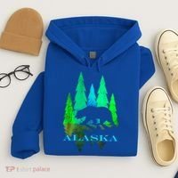 Alaska Alaskan Northern Light Trees With Bear Hoodie thumb 4