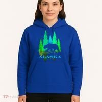 Alaska Alaskan Northern Light Trees With Bear Hoodie thumb 5