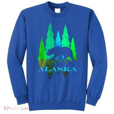 Alaska Alaskan Northern Light Trees With Bear Sweatshirt