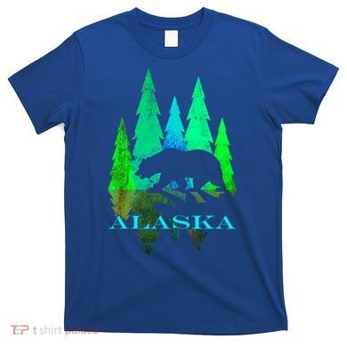 Alaska Alaskan Northern Light Trees With Bear T-Shirt