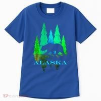 Alaska Alaskan Northern Light Trees With Bear Tall T-Shirt thumb 0