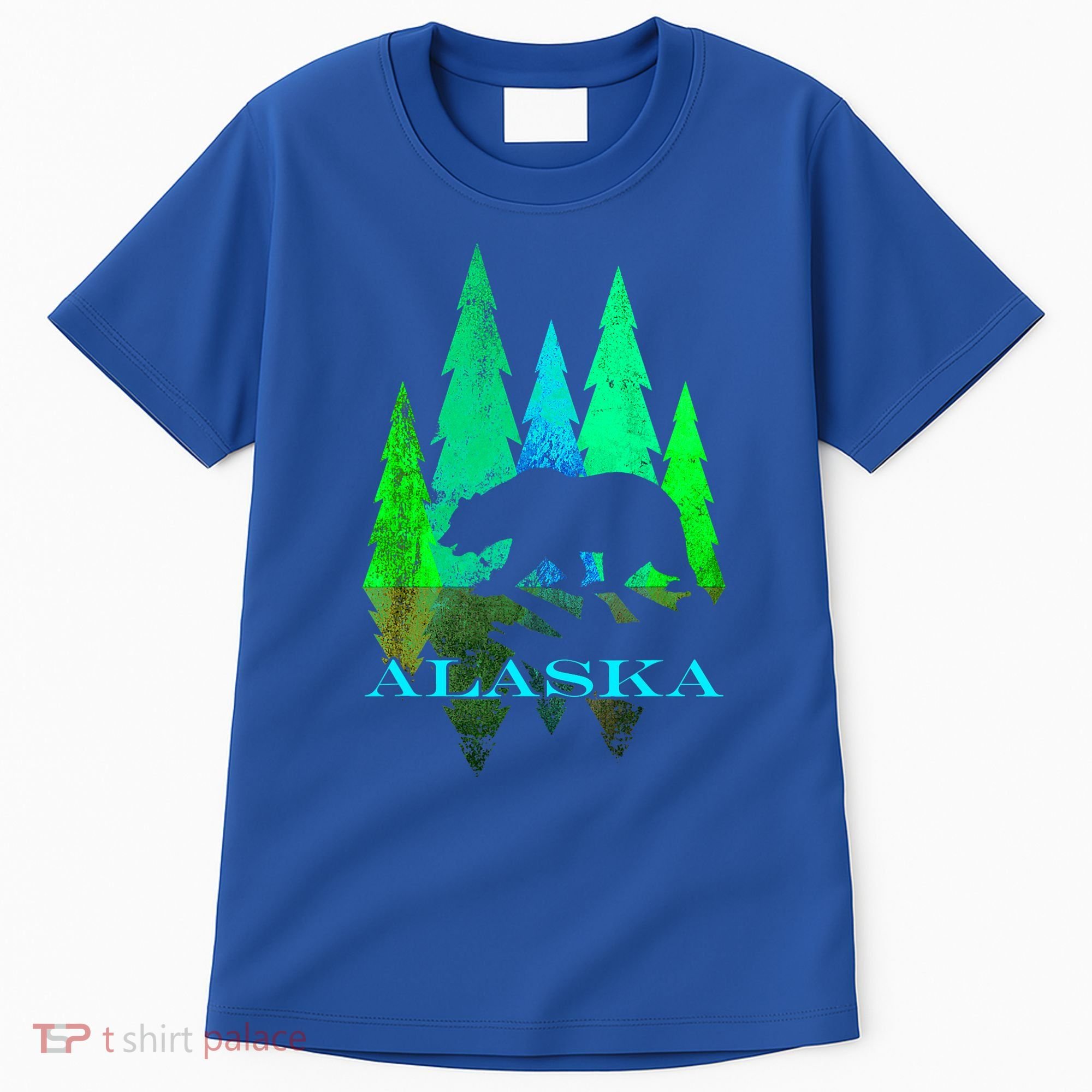 Alaska Alaskan Northern Light Trees With Bear Tall T-Shirt