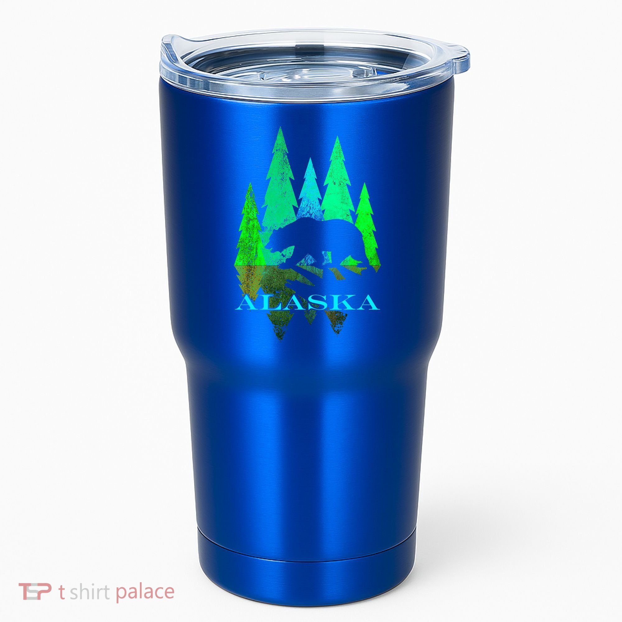 Alaska Alaskan Northern Light Trees With Bear Tumbler