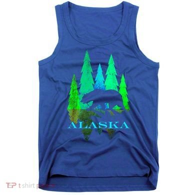 Alaska Alaskan Northern Light Trees With Bear Tank Top