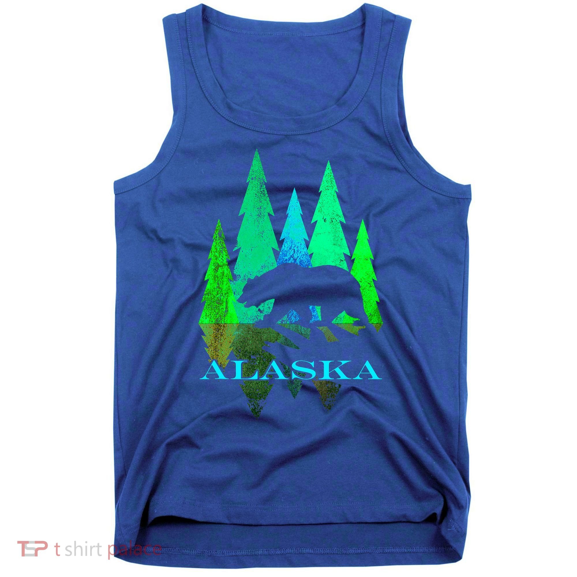 Alaska Alaskan Northern Light Trees With Bear Tank Top