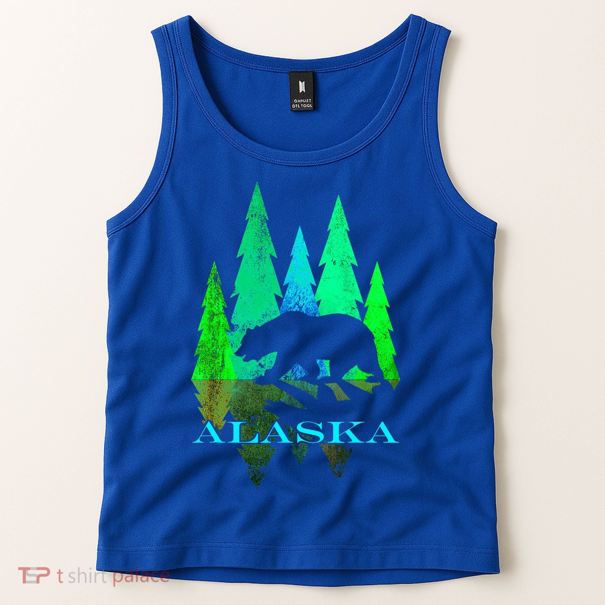 Alaska Alaskan Northern Light Trees With Bear Tank Top