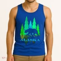 Alaska Alaskan Northern Light Trees With Bear Tank Top thumb 3