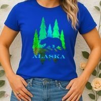 Alaska Alaskan Northern Light Trees With Bear Women's T-Shirt thumb 2