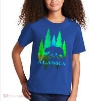 Alaska Alaskan Northern Light Trees With Bear Kids T-Shirt thumb 2