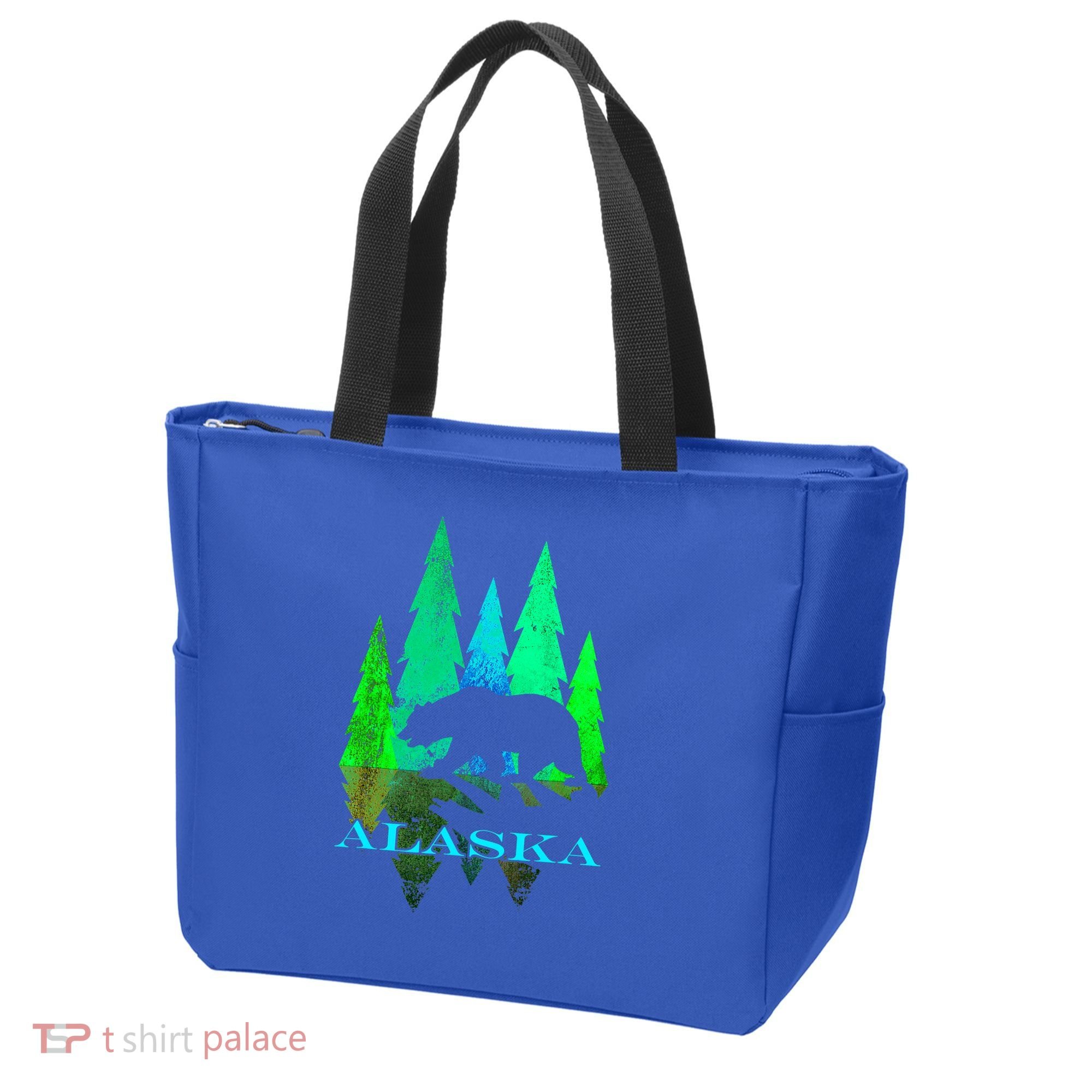 Alaska Alaskan Northern Light Trees With Bear Tote Bag