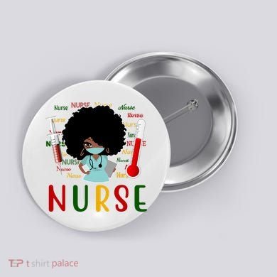 African American Nurse Button