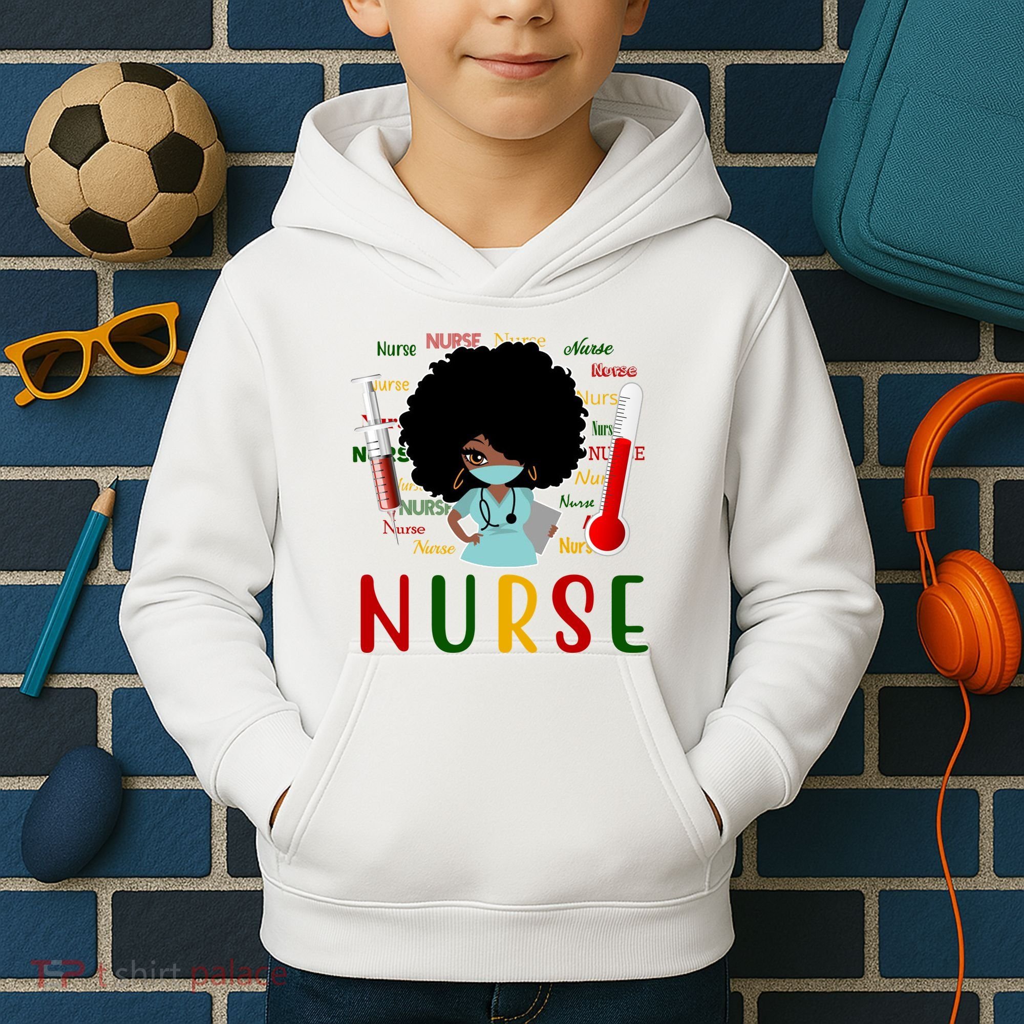 African American Nurse Kids Hoodie
