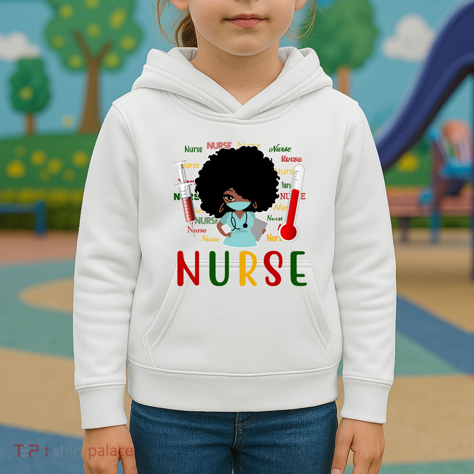 African American Nurse Kids Hoodie