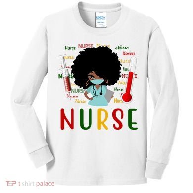 African American Nurse Kids Long Sleeve Shirt