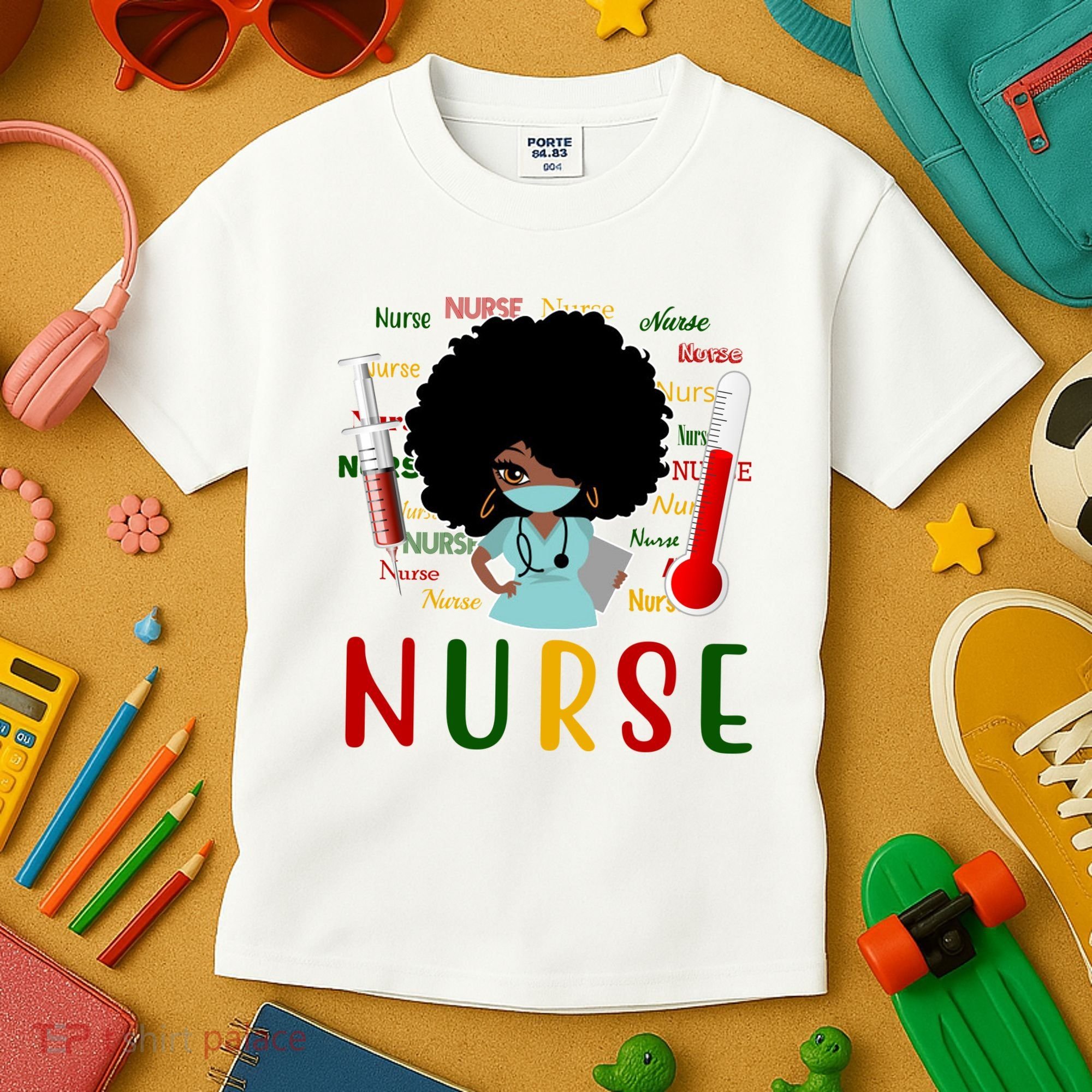 African American Nurse Kids T-Shirt