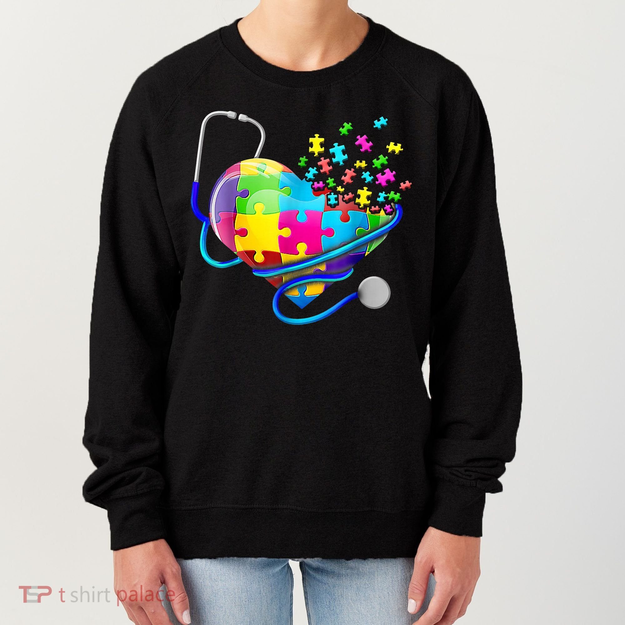 Autism Awareness Nurse Heart Women's Sweatshirt