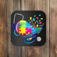 Autism Awareness Nurse Heart Coaster thumb 0