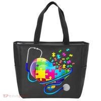 Autism Awareness Nurse Heart Tote Bag thumb 0
