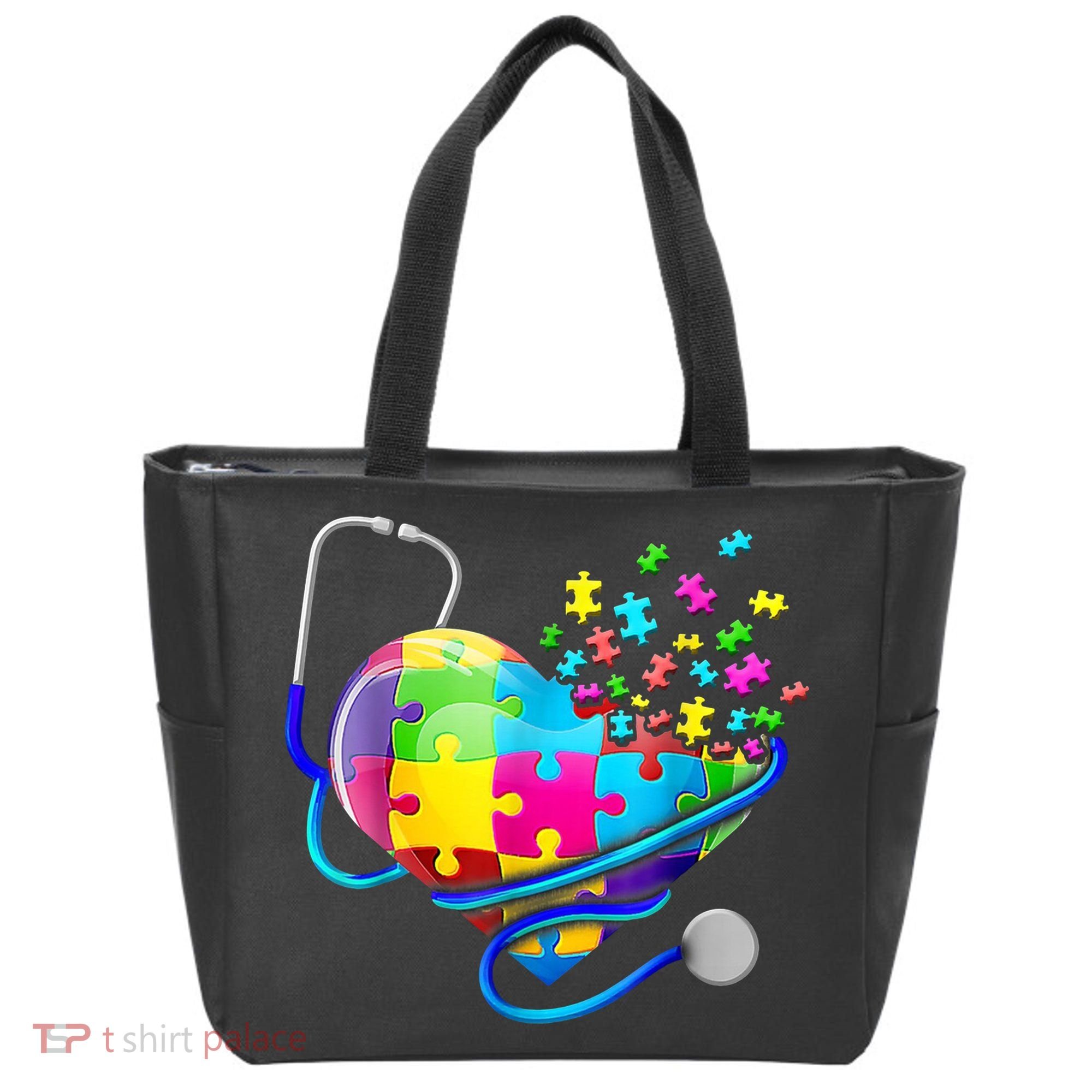 Autism Awareness Nurse Heart Tote Bag