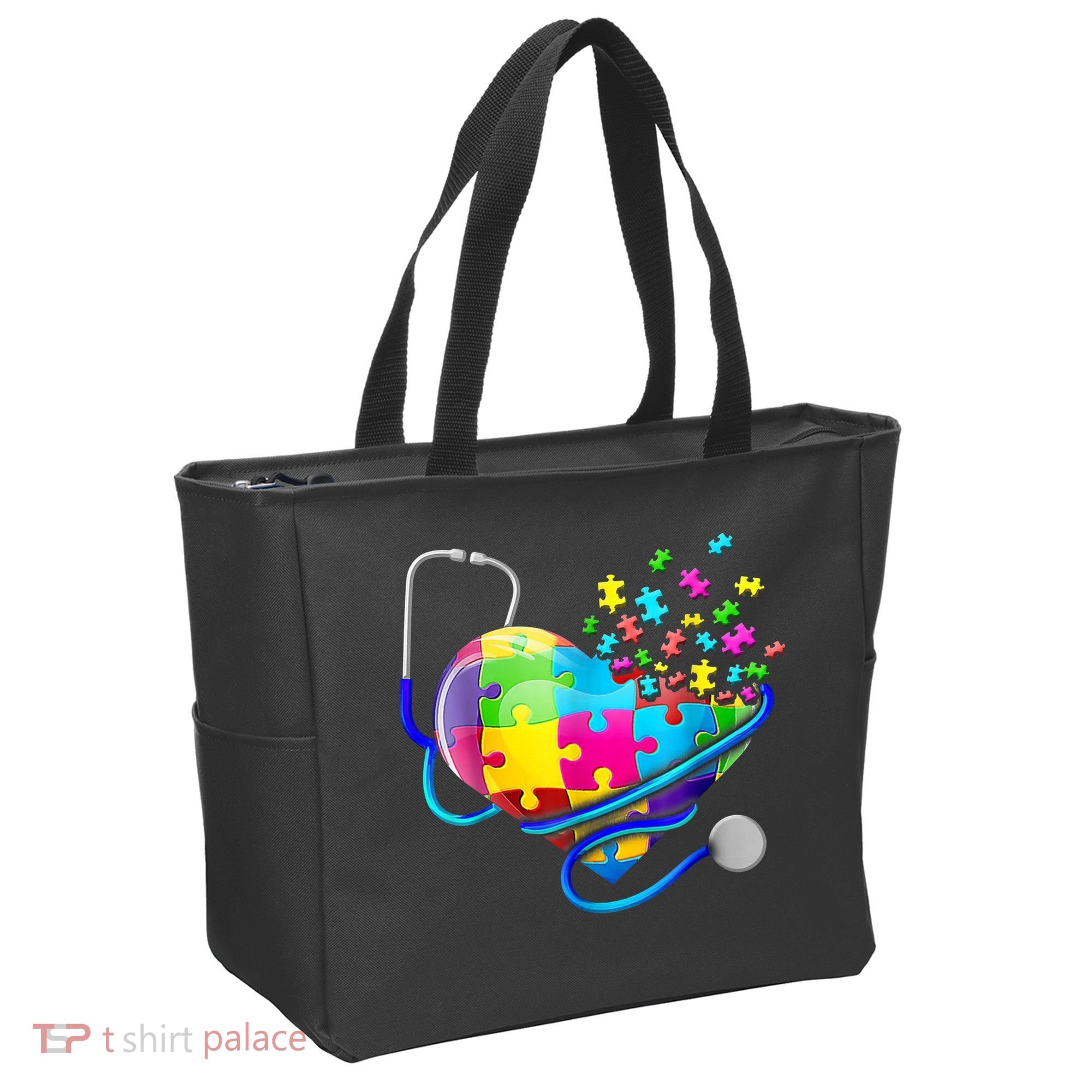 Autism Awareness Nurse Heart Tote Bag