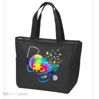 Autism Awareness Nurse Heart Tote Bag thumb 3