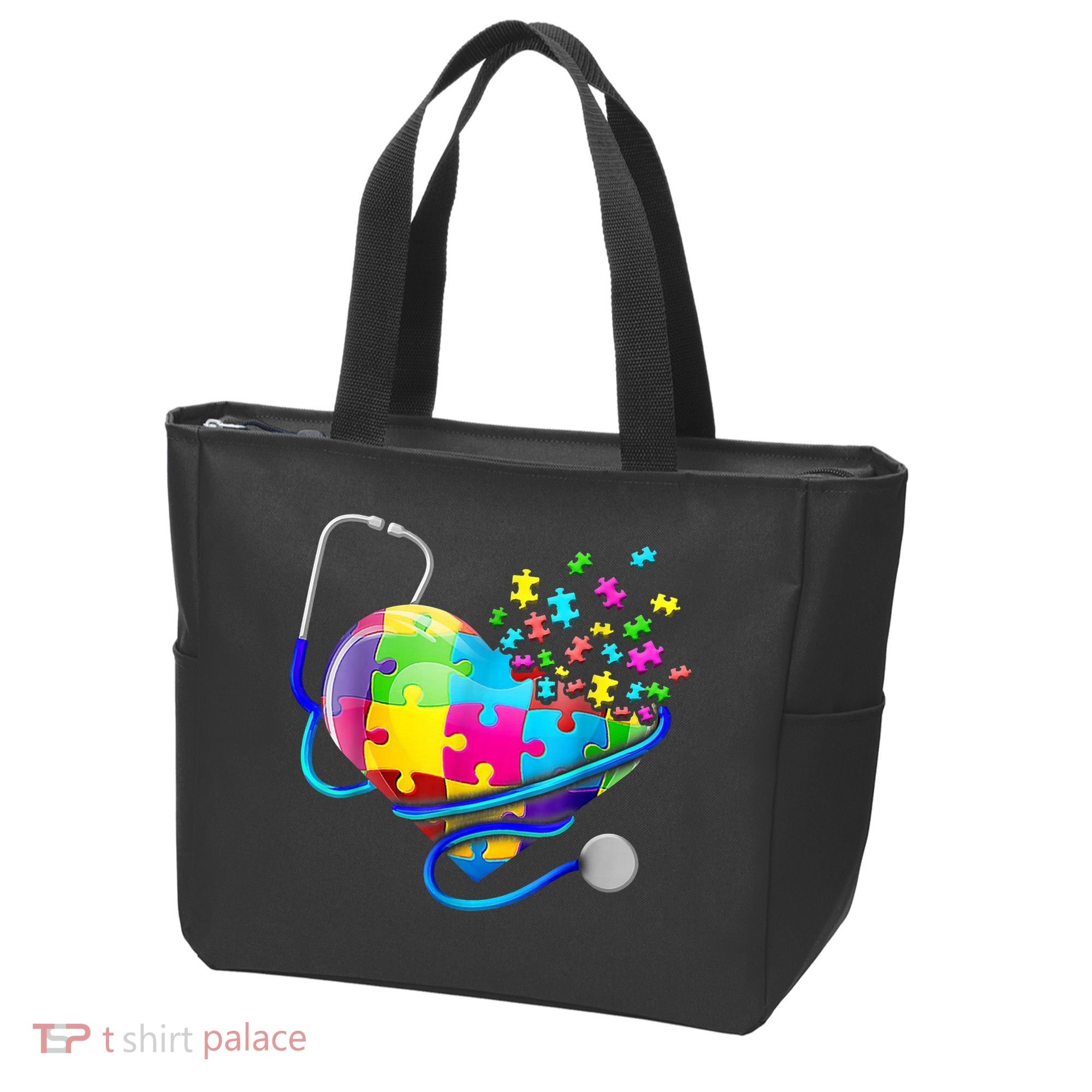 Autism Awareness Nurse Heart Tote Bag