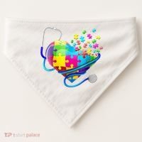 Autism Awareness Nurse Heart USA-Made Doggie Bandana thumb 0