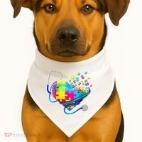 Autism Awareness Nurse Heart USA-Made Doggie Bandana thumb 1