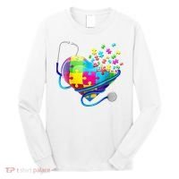 Autism Awareness Nurse Heart Long Sleeve Shirt thumb 0