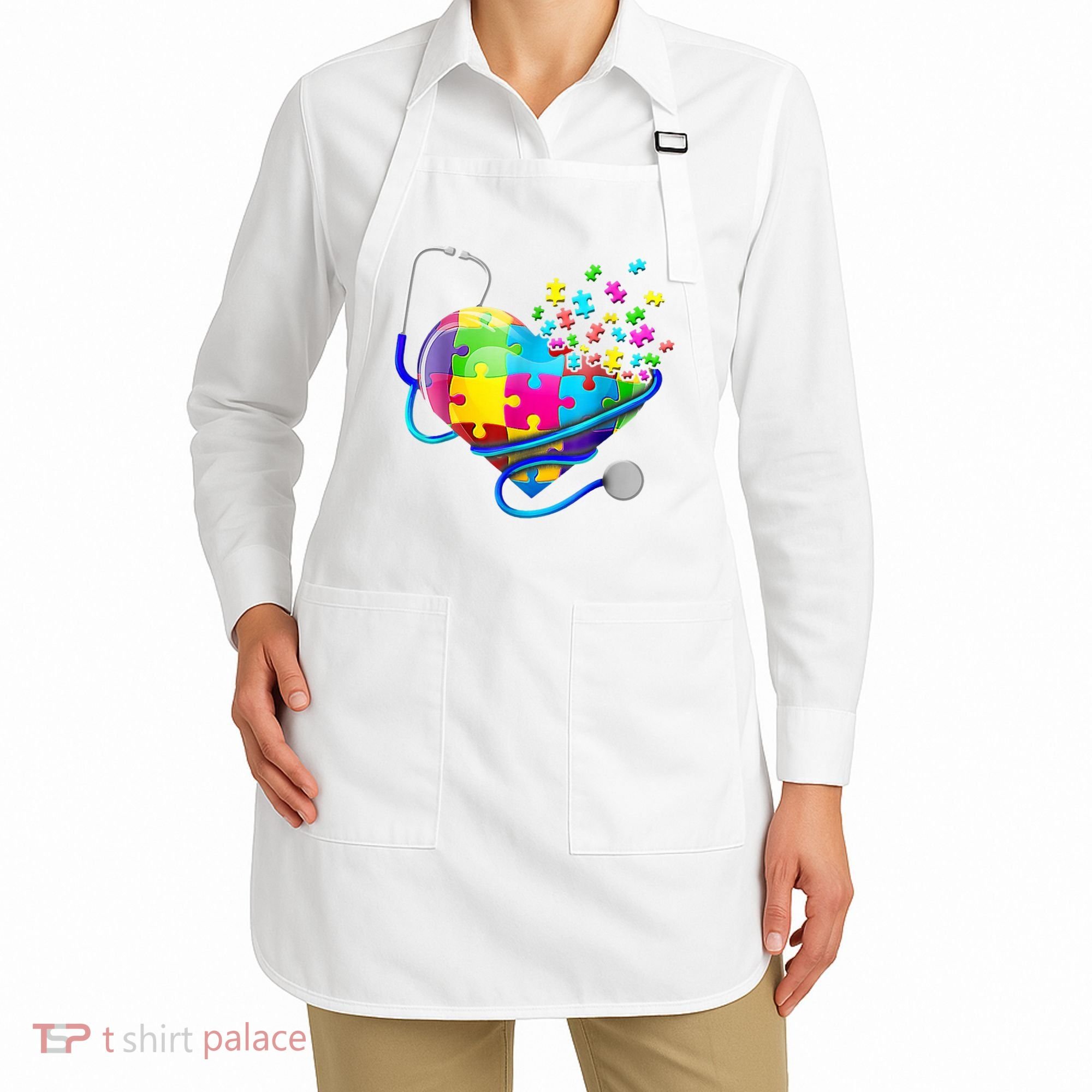Autism Awareness Nurse Heart Apron