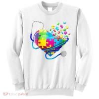 Autism Awareness Nurse Heart Sweatshirt thumb 0