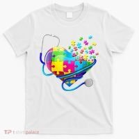 Autism Awareness Nurse Heart T-Shirt thumb 0