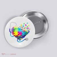 Autism Awareness Nurse Heart Button thumb 0