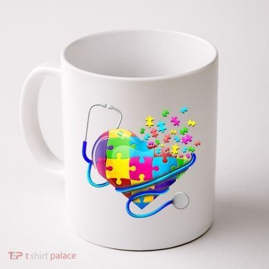 Autism Awareness Nurse Heart Coffee Mug