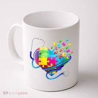 Autism Awareness Nurse Heart Coffee Mug thumb 0