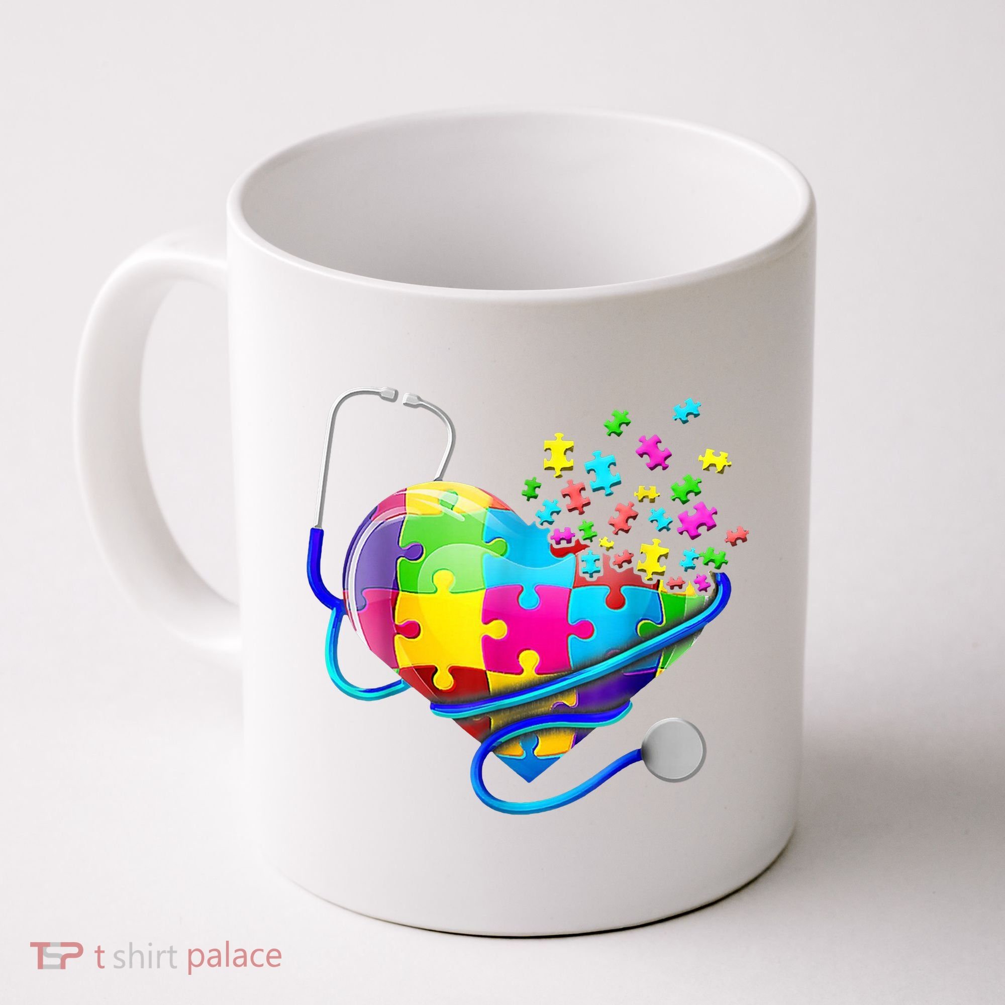 Autism Awareness Nurse Heart Coffee Mug