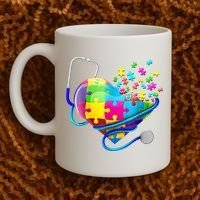 Autism Awareness Nurse Heart Coffee Mug thumb 2