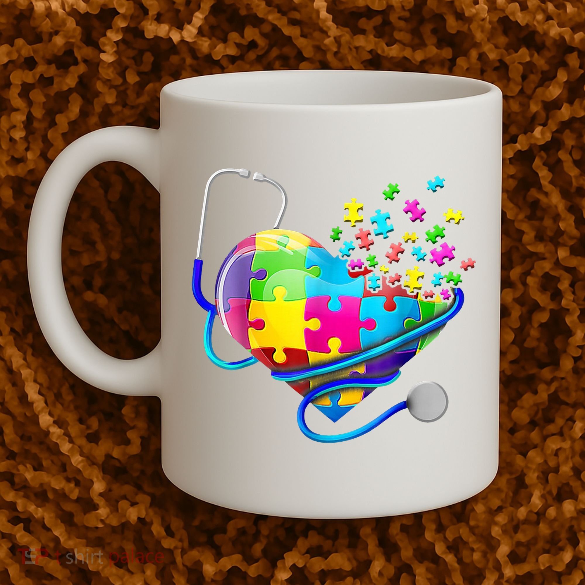 Autism Awareness Nurse Heart Coffee Mug
