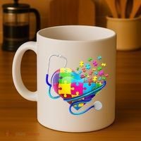 Autism Awareness Nurse Heart Coffee Mug thumb 4