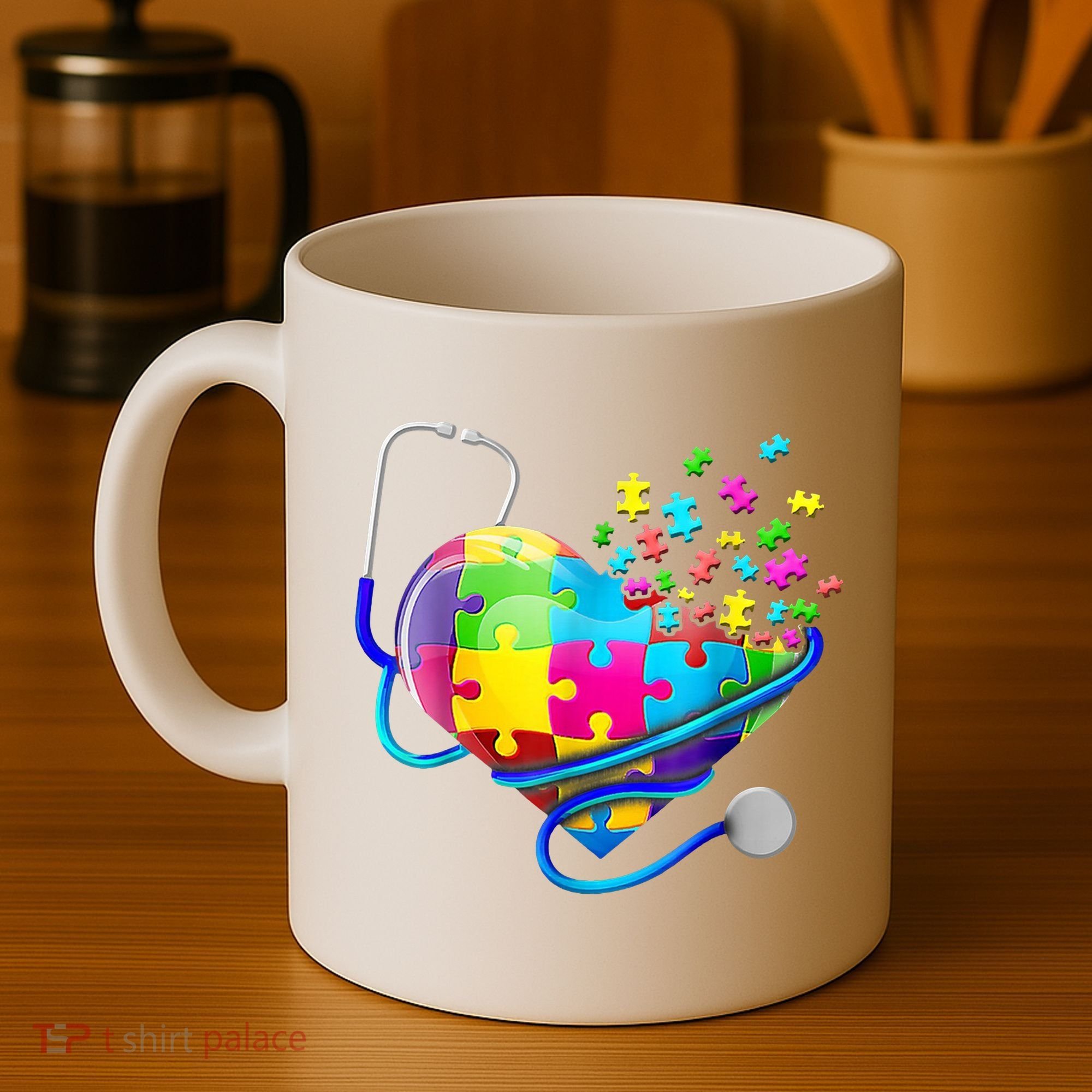 Autism Awareness Nurse Heart Coffee Mug