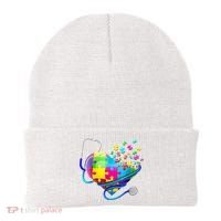 Autism Awareness Nurse Heart Beanie thumb 0