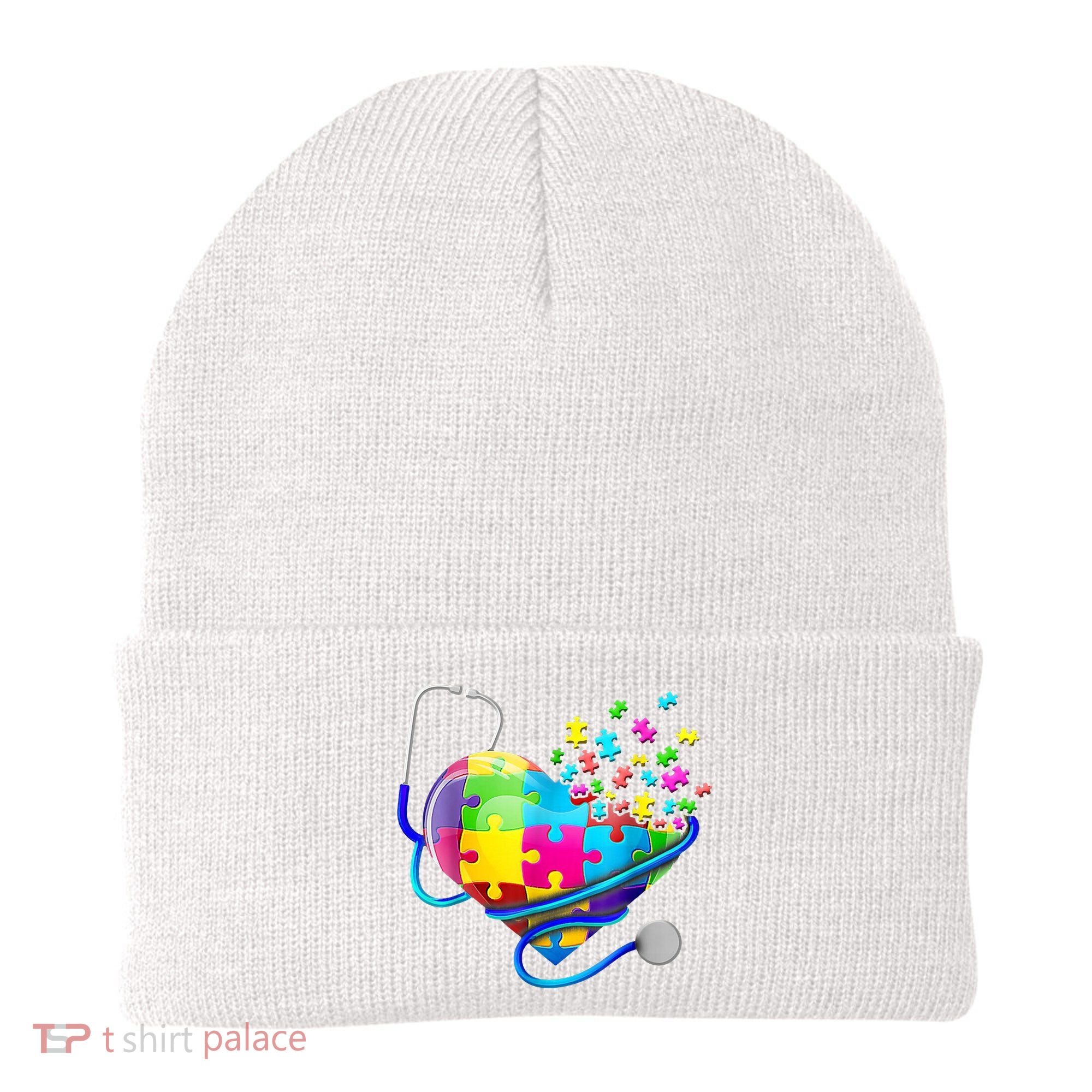 Autism Awareness Nurse Heart Beanie