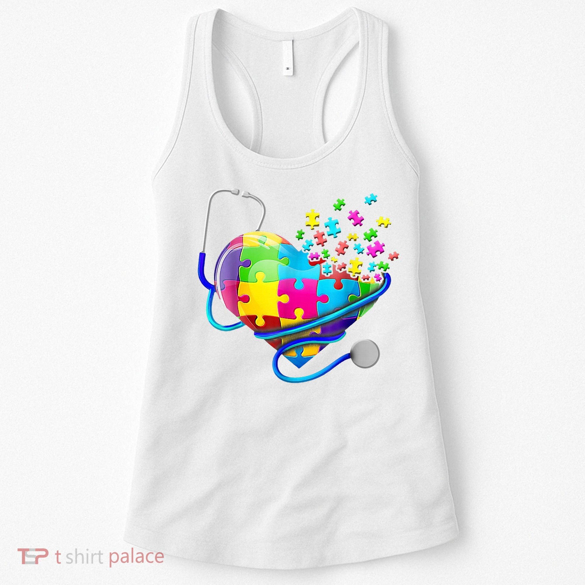 Autism Awareness Nurse Heart Women's Tank Top