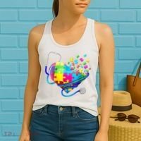Autism Awareness Nurse Heart Women's Tank Top thumb 2