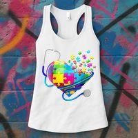 Autism Awareness Nurse Heart Women's Tank Top thumb 3