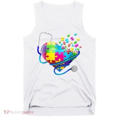 Autism Awareness Nurse Heart Tank Top