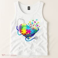 Autism Awareness Nurse Heart Tank Top thumb 2
