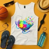 Autism Awareness Nurse Heart Tank Top thumb 4
